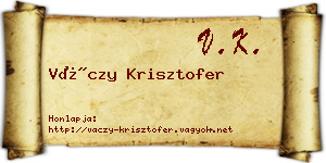 Váczy Krisztofer névjegykártya